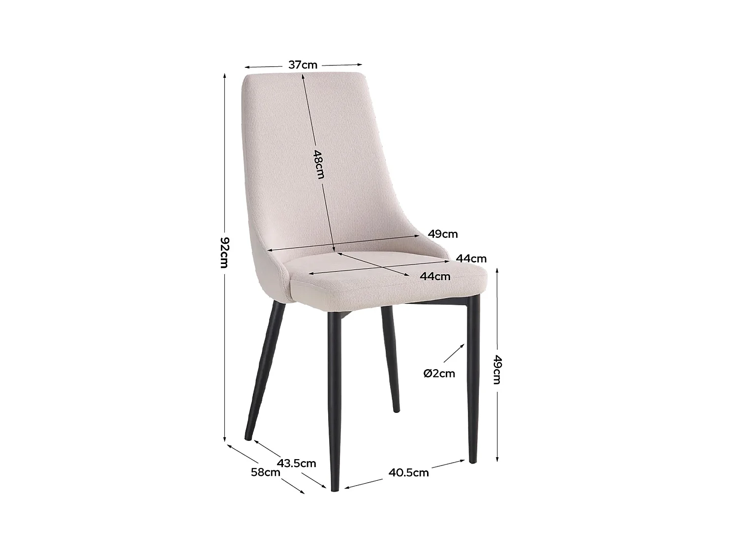 Set de 4 sillas de comedor tapizadas agnes  beige para hogar moderno mueble de almacenaje  - Homekit