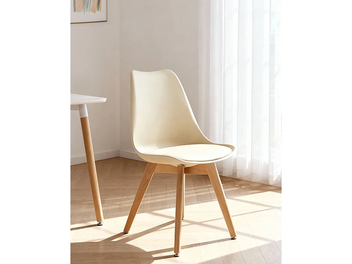 Set de 4 sillas de comedor mavis  beige para hogar moderno mueble de almacenaje  - Homekit