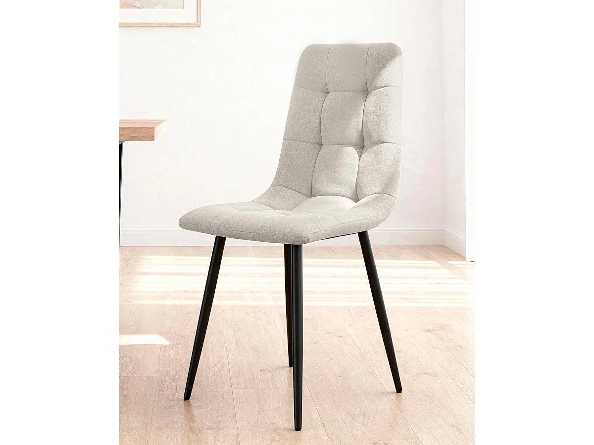 Set de 4 sillas de comedor tapizadas shanna  beige para hogar moderno mueble de almacenaje  - Homekit