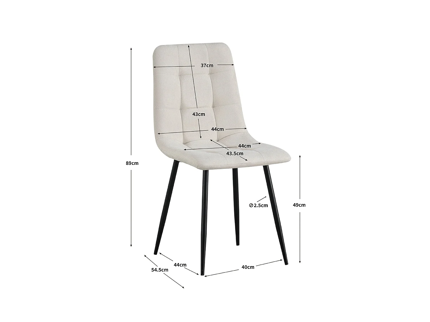 Set de 4 sillas de comedor tapizadas shanna  beige para hogar moderno mueble de almacenaje  - Homekit