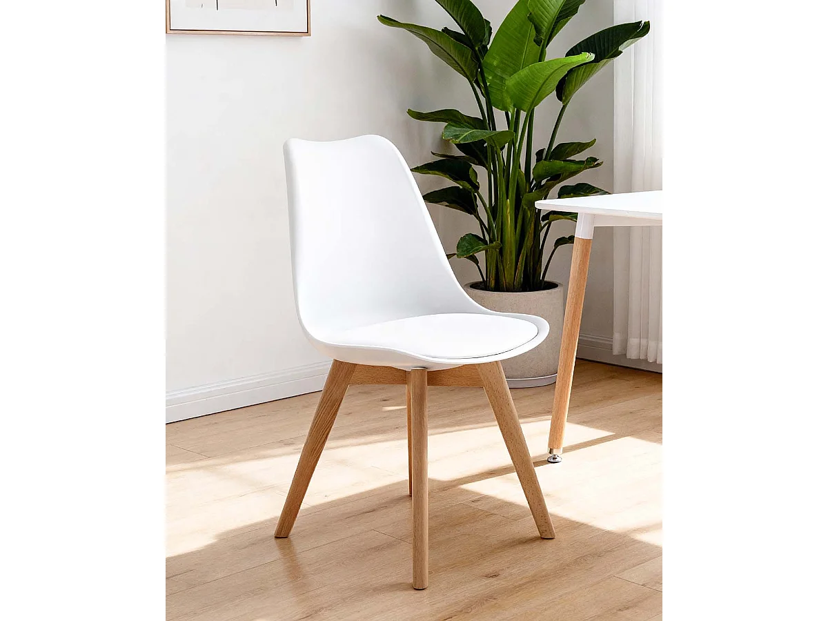 Set de 4 sillas de comedor mavis  blanco para hogar moderno mueble de almacenaje  - Homekit
