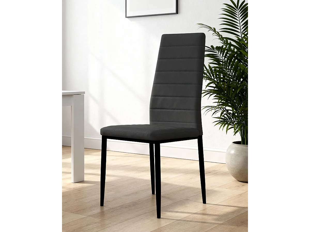 Set de 4 sillas de comedor tapizadas corina  negro para hogar moderno mueble de almacenaje  - Homekit