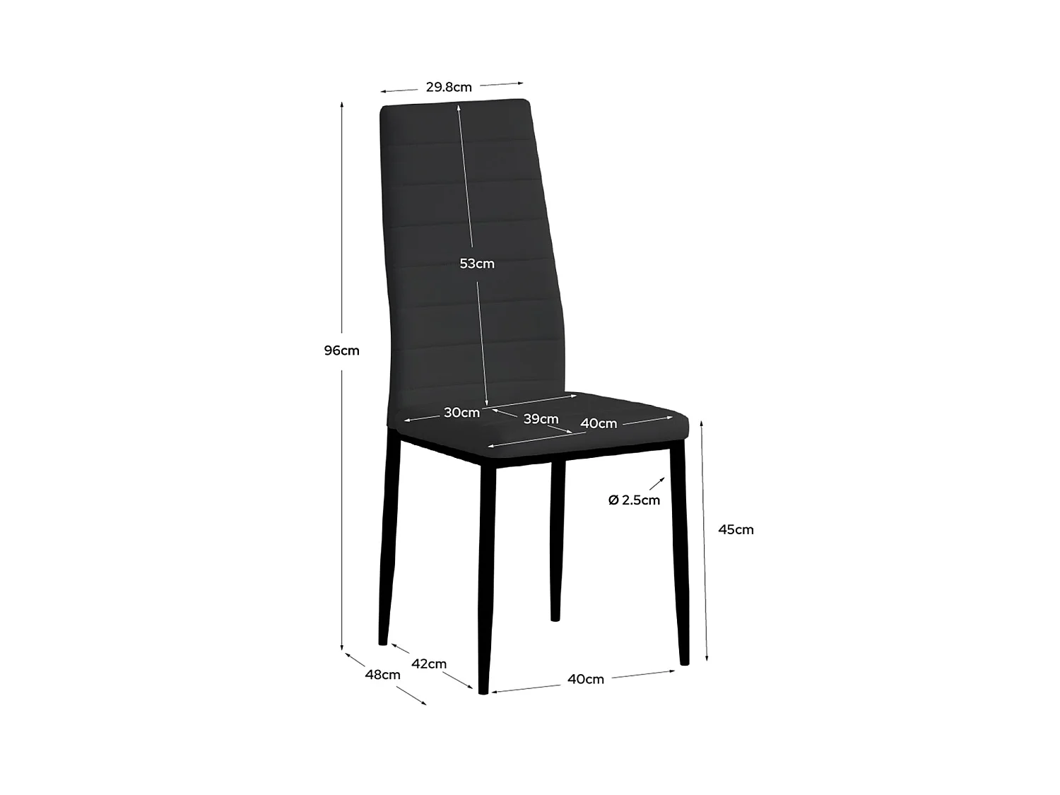 Set de 4 sillas de comedor tapizadas corina  negro para hogar moderno mueble de almacenaje  - Homekit