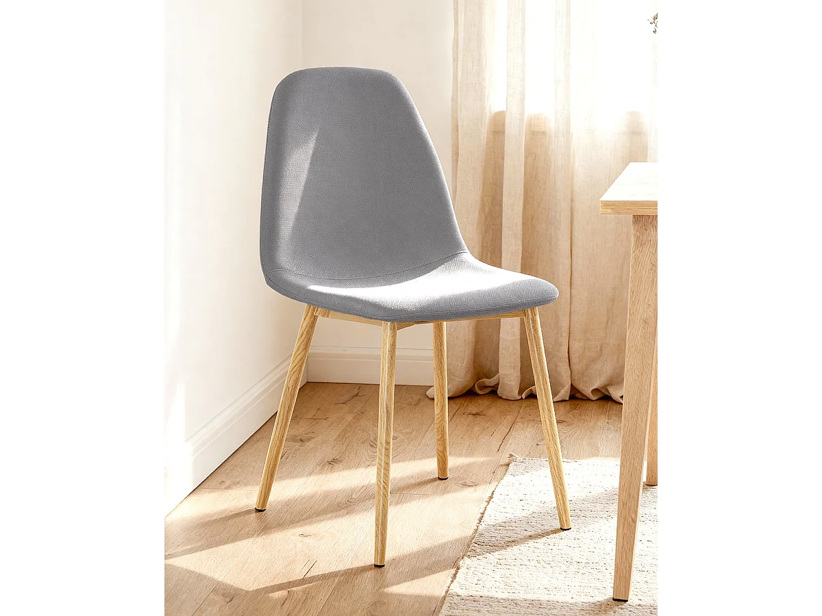Set de 4 sillas de comedor tapizadas deana  gris para hogar moderno mueble de almacenaje  - Homekit