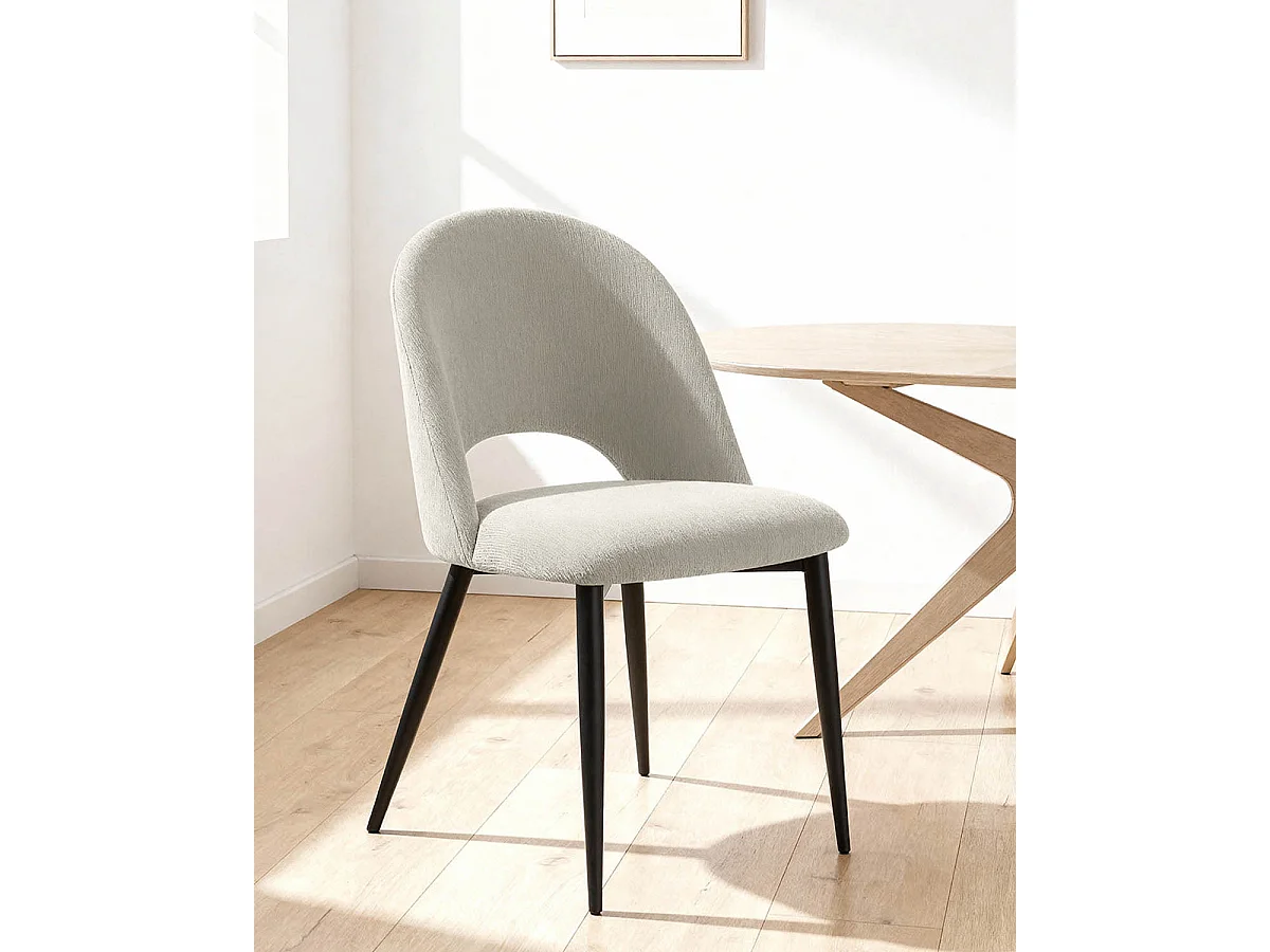 Set de 4 sillas de comedor tapizadas hollie beige para hogar moderno mueble de almacenaje  - Homekit