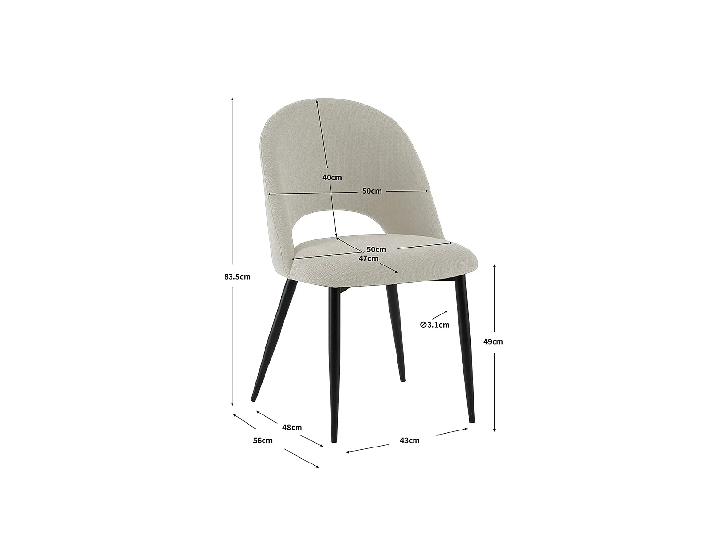 Set de 4 sillas de comedor tapizadas hollie beige para hogar moderno mueble de almacenaje  - Homekit