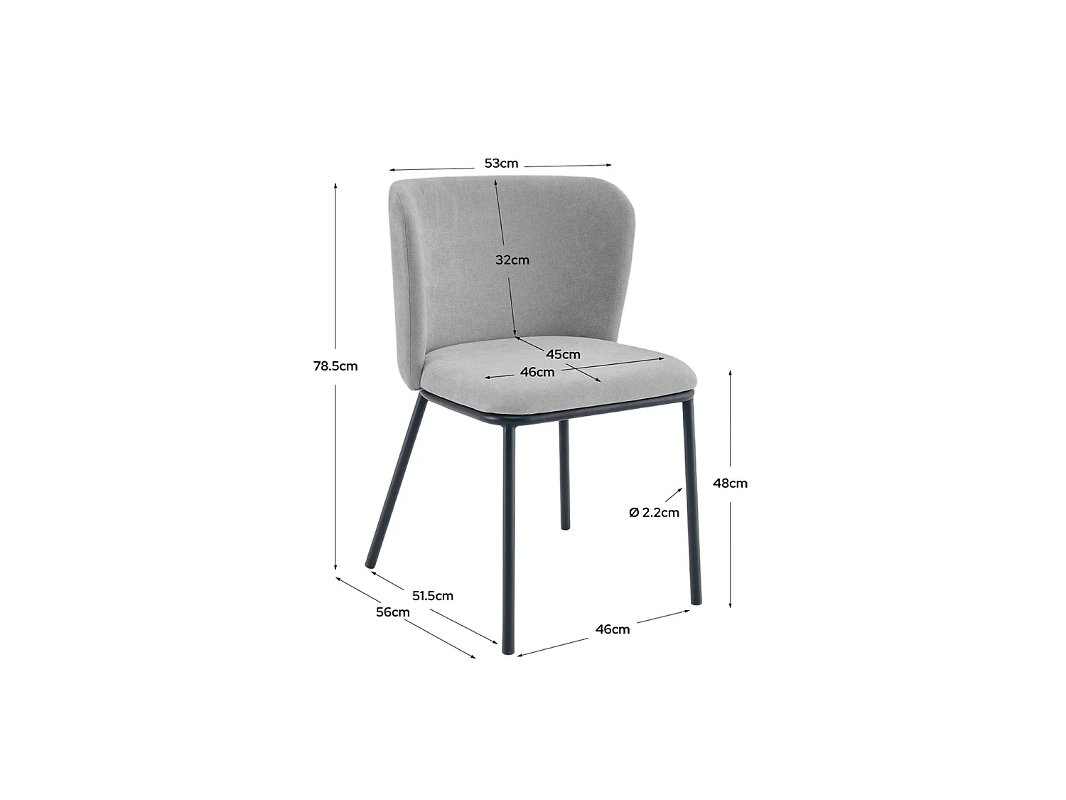Set de 2 sillas de comedor tapizadas glenna  gris para hogar moderno mueble de almacenaje  - Homekit