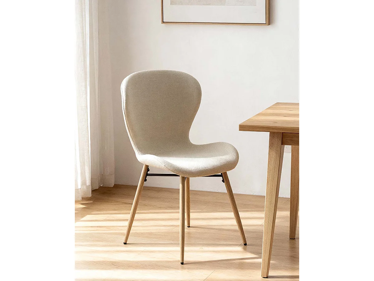 Set de 4 sillas de comedor tapizadas helene  beige para hogar moderno mueble de almacenaje  - Homekit