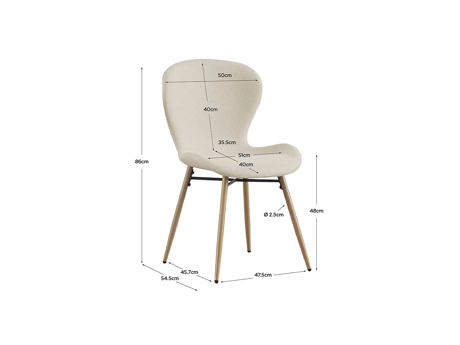 Set de 4 sillas de comedor tapizadas helene  beige para hogar moderno mueble de almacenaje  - Homekit
