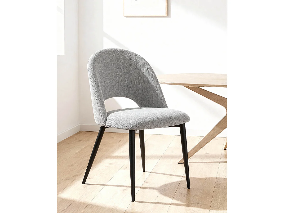 Set de 4 sillas de comedor tapizadas hollie  gris para hogar moderno mueble de almacenaje  - Homekit
