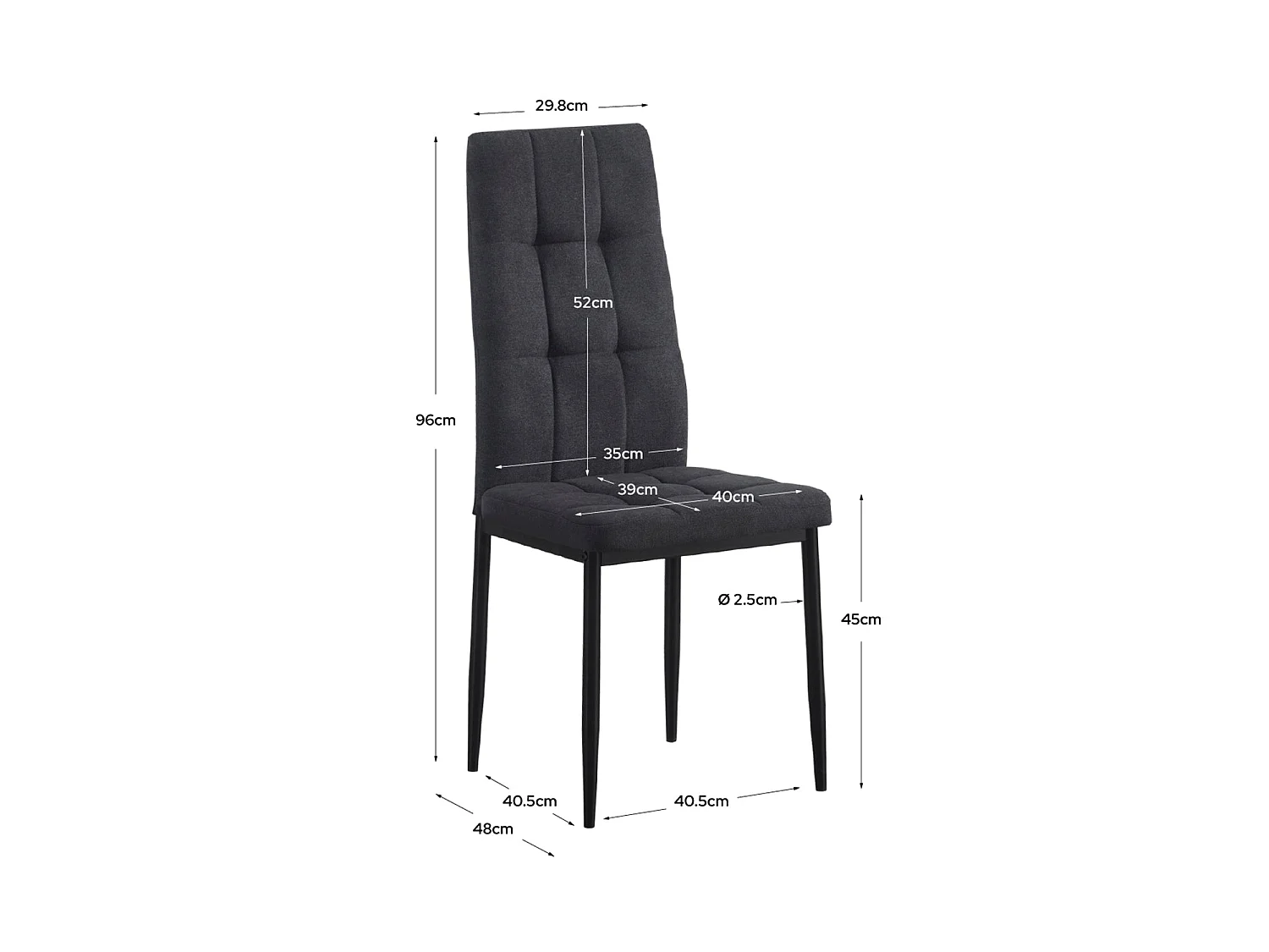 Set de 4 sillas de comedor tapizadas leonor oscuro  gris para hogar moderno mueble de almacenaje  - Homekit