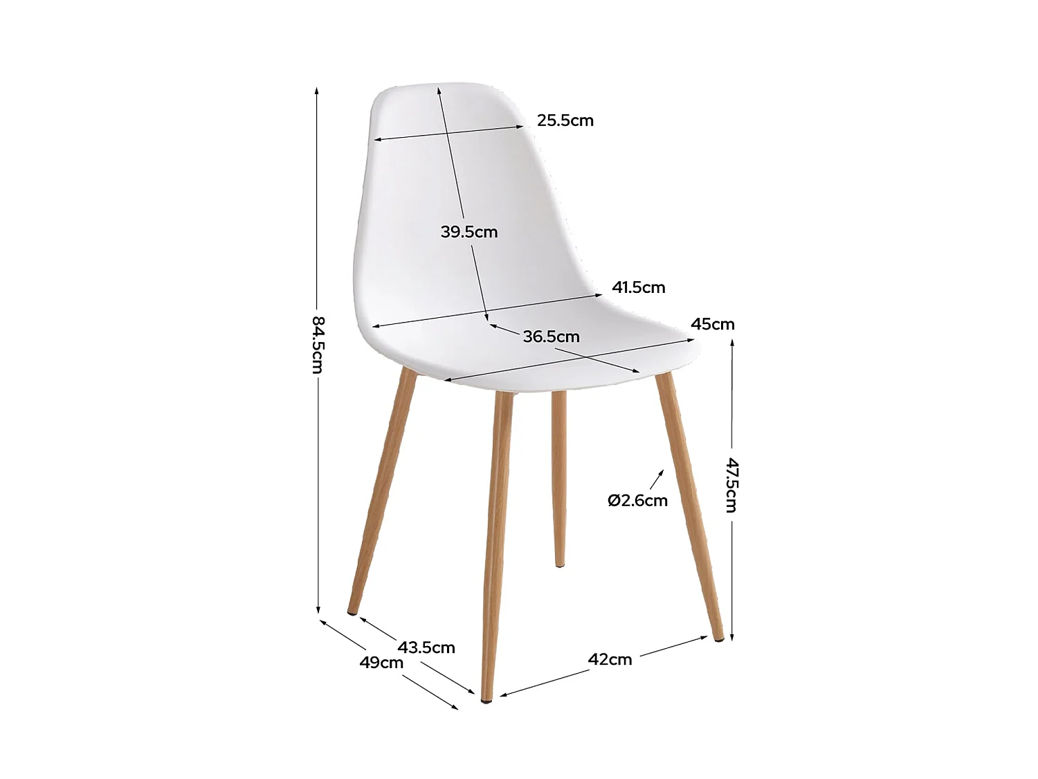 Silla de comedor lena  blanco para hogar moderno mueble de almacenaje  - Homekit