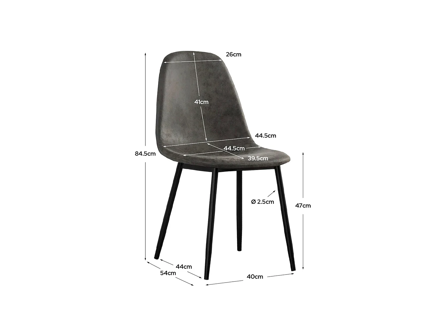 Set de 4 sillas de comedor tapizadas deana patas negras  gris para hogar moderno mueble de almacenaje  - Homekit