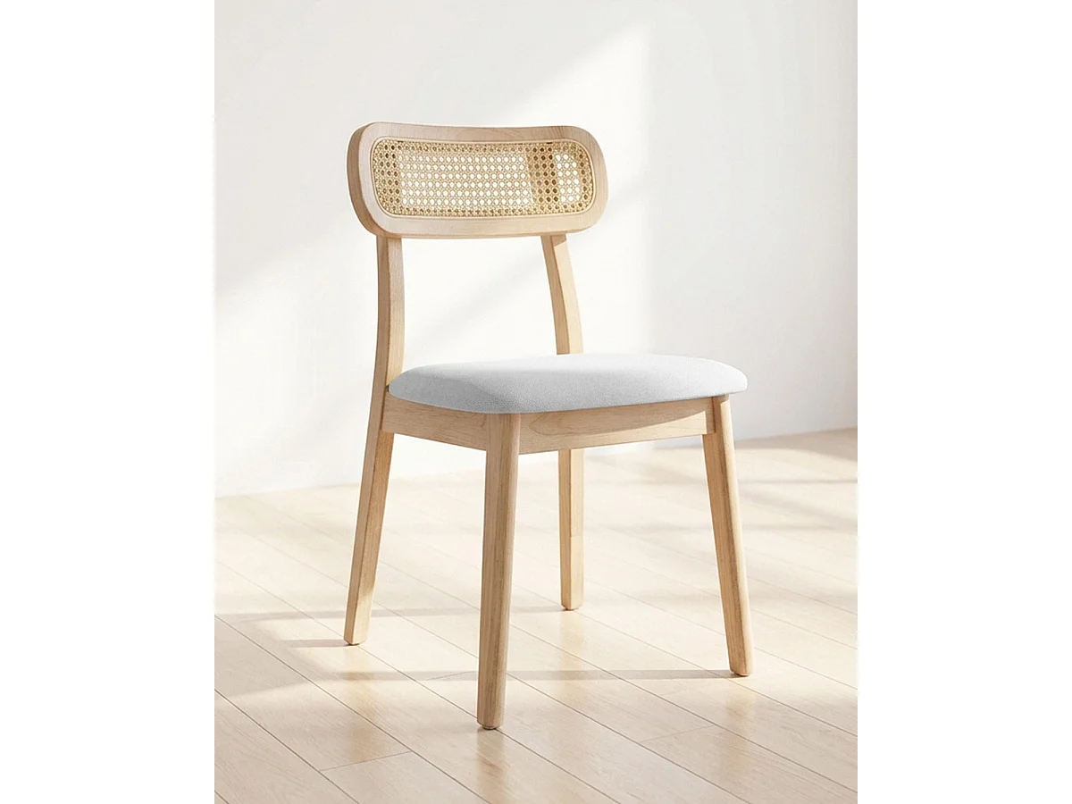 Set de 2 sillas de comedor en madera y ratán Olive - Color Madera oscura y gris oscuro - Homekit