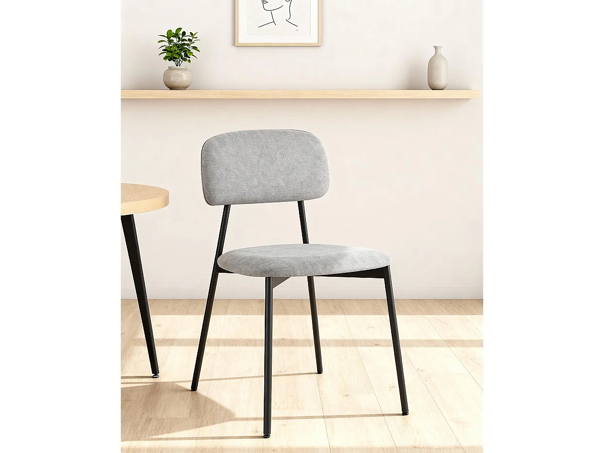 Set de 4 sillas de comedor tapizadas bonnie oscuro  gris para hogar moderno mueble de almacenaje  - Homekit