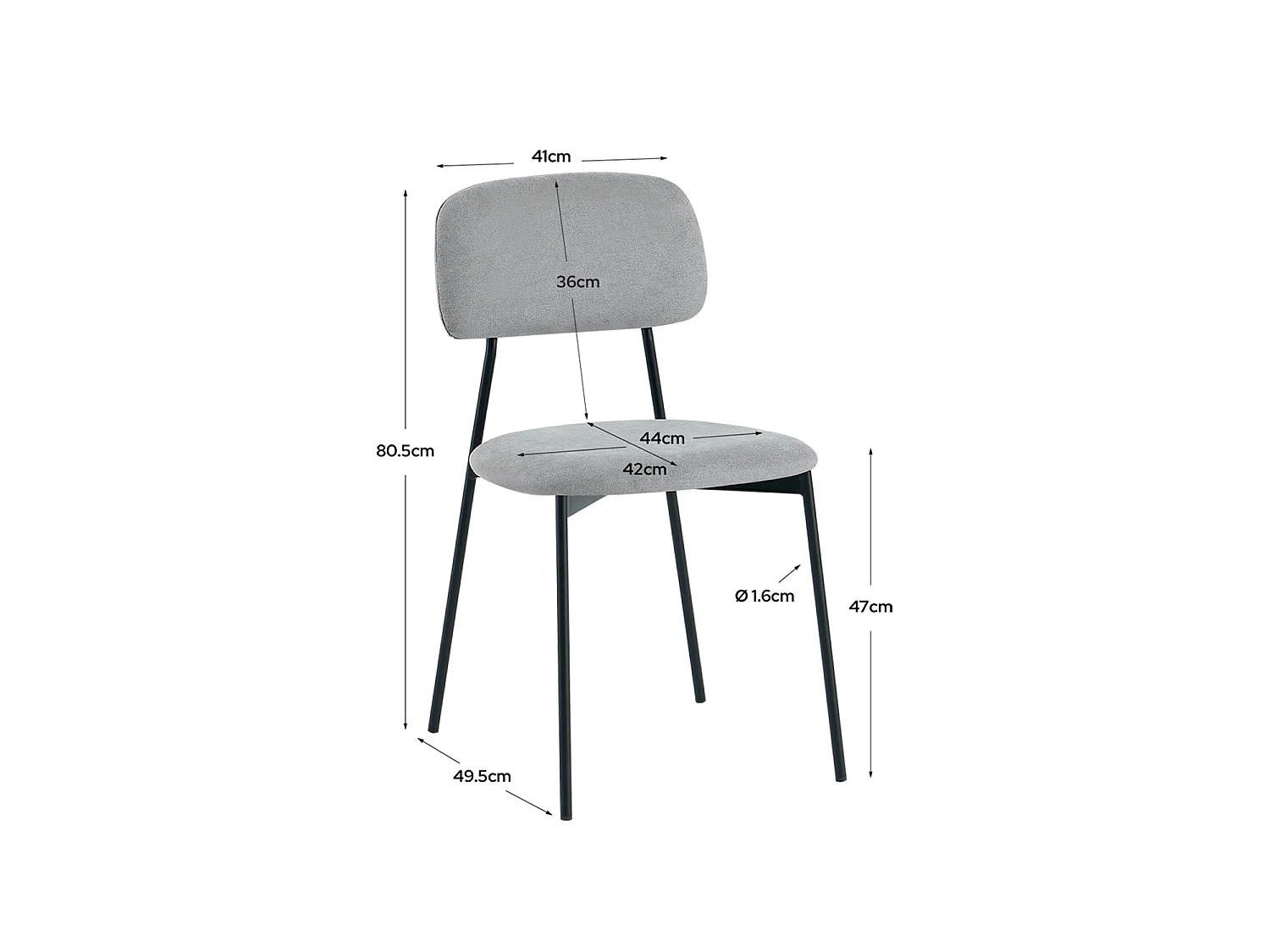 Set de 4 sillas de comedor tapizadas bonnie oscuro  gris para hogar moderno mueble de almacenaje  - Homekit