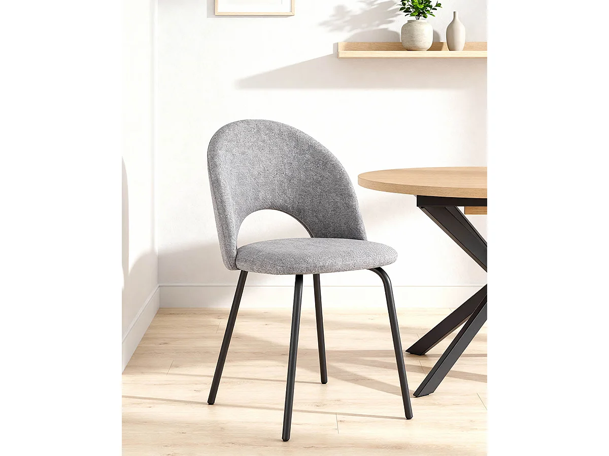 Silla de comedor tapizada lupe  gris para hogar moderno mueble de almacenaje  - Homekit