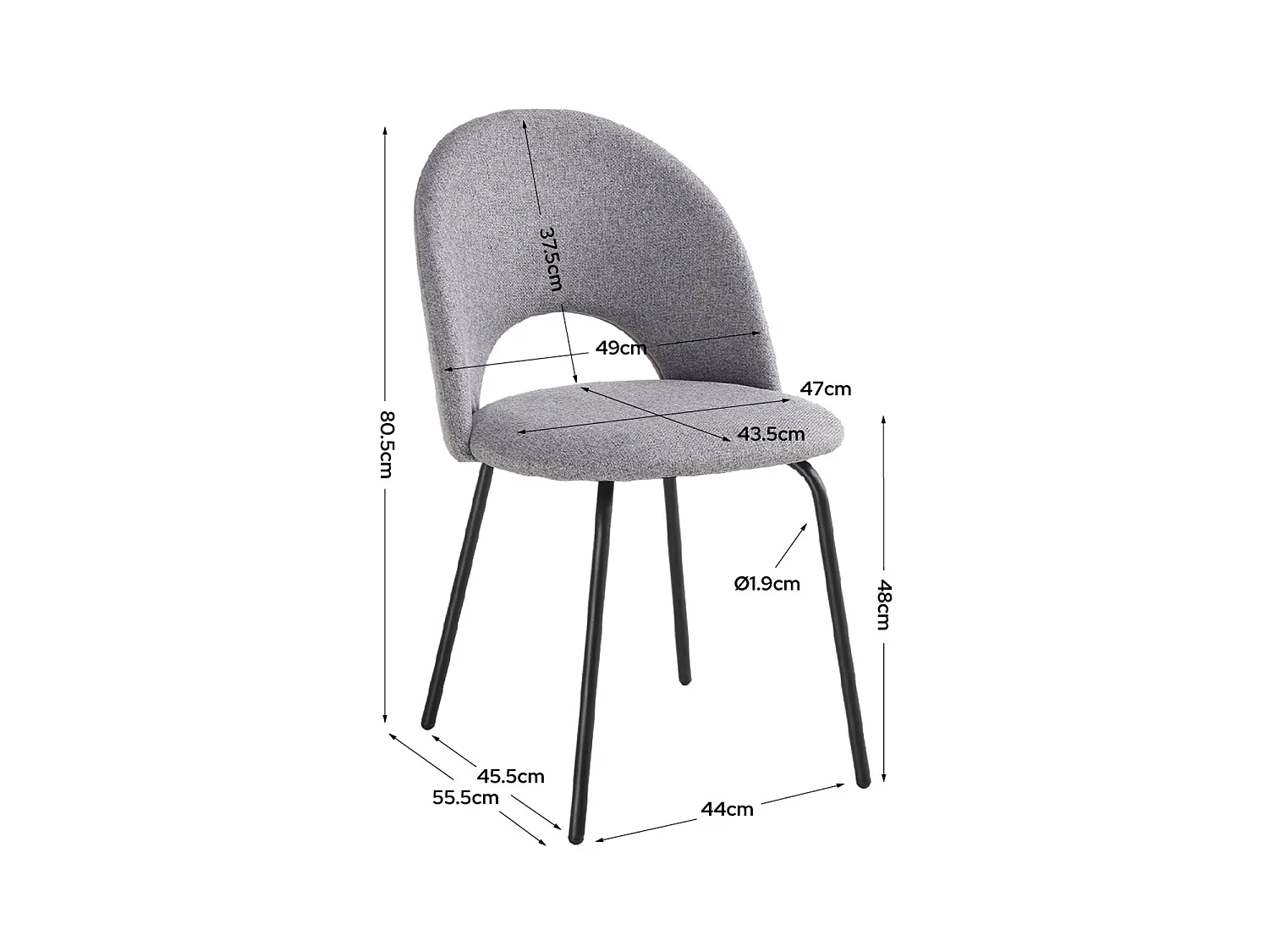 Silla de comedor tapizada lupe  gris para hogar moderno mueble de almacenaje  - Homekit