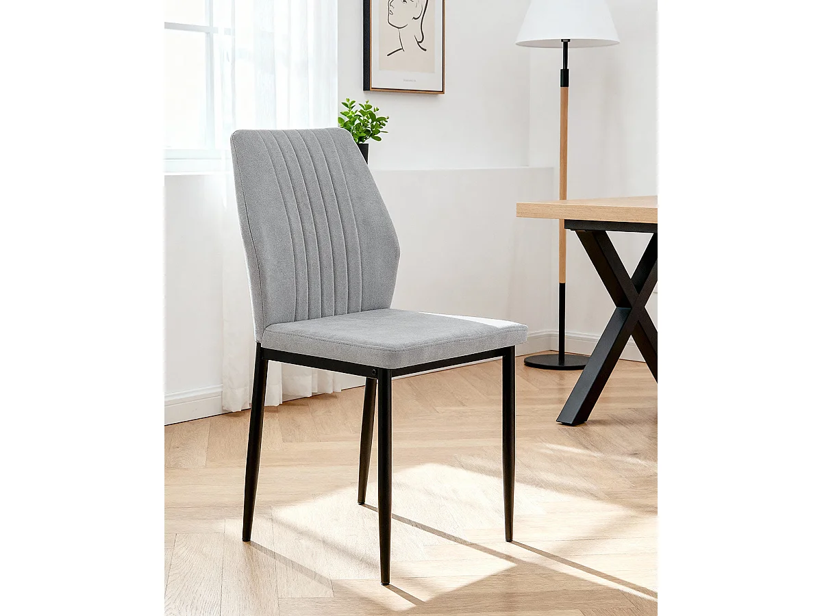 Set de 4 sillas de comedor tapizadas manuela oscuro  gris para hogar moderno mueble de almacenaje  - Homekit