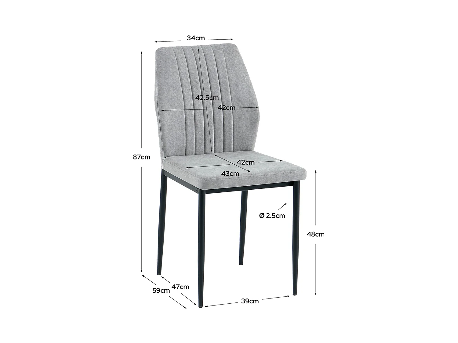 Set de 4 sillas de comedor tapizadas manuela oscuro  gris para hogar moderno mueble de almacenaje  - Homekit