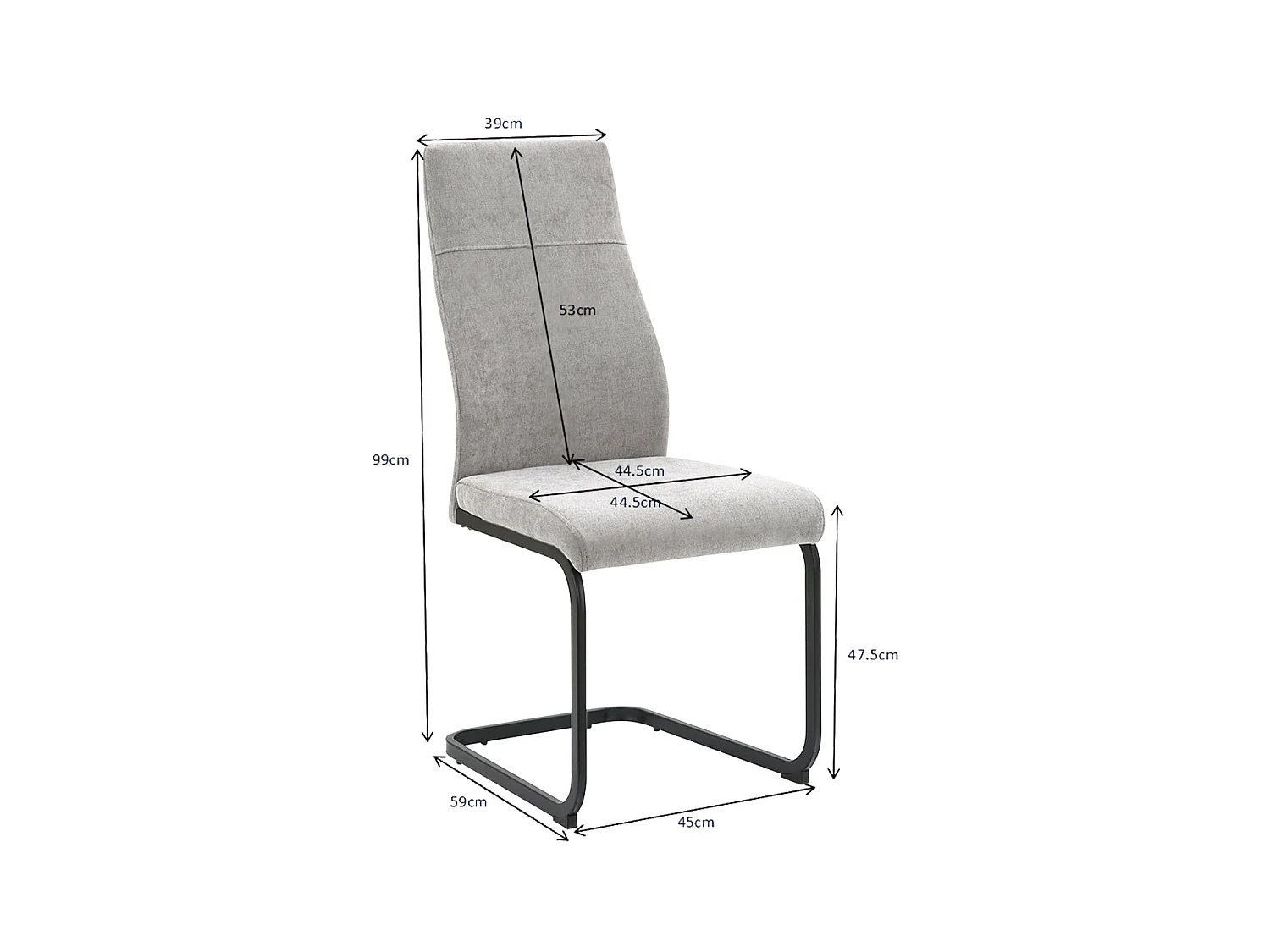 Set de 4 sillas de comedor tapizadas Mae - Color Gris - Homekit