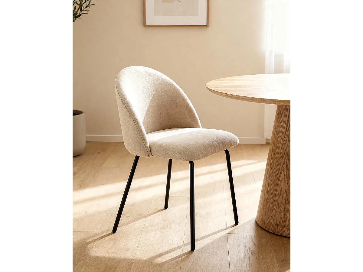 Set de 4 sillas de comedor tapizadas grace  beige para hogar moderno mueble de almacenaje  - Homekit