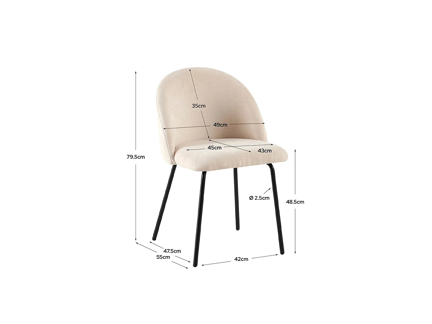 Set de 4 sillas de comedor tapizadas grace  beige para hogar moderno mueble de almacenaje  - Homekit
