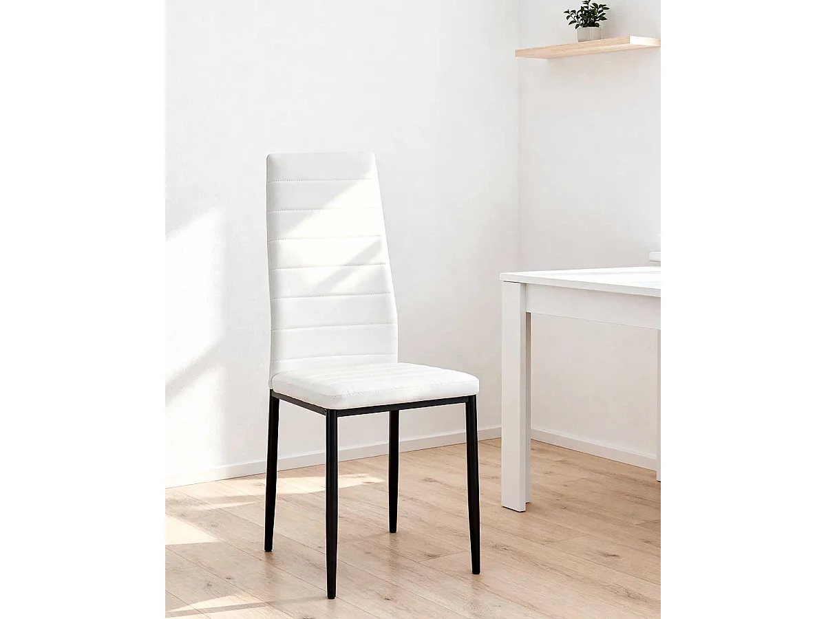 Set de 4 sillas de comedor tapizadas corina  blanco para hogar moderno mueble de almacenaje  - Homekit