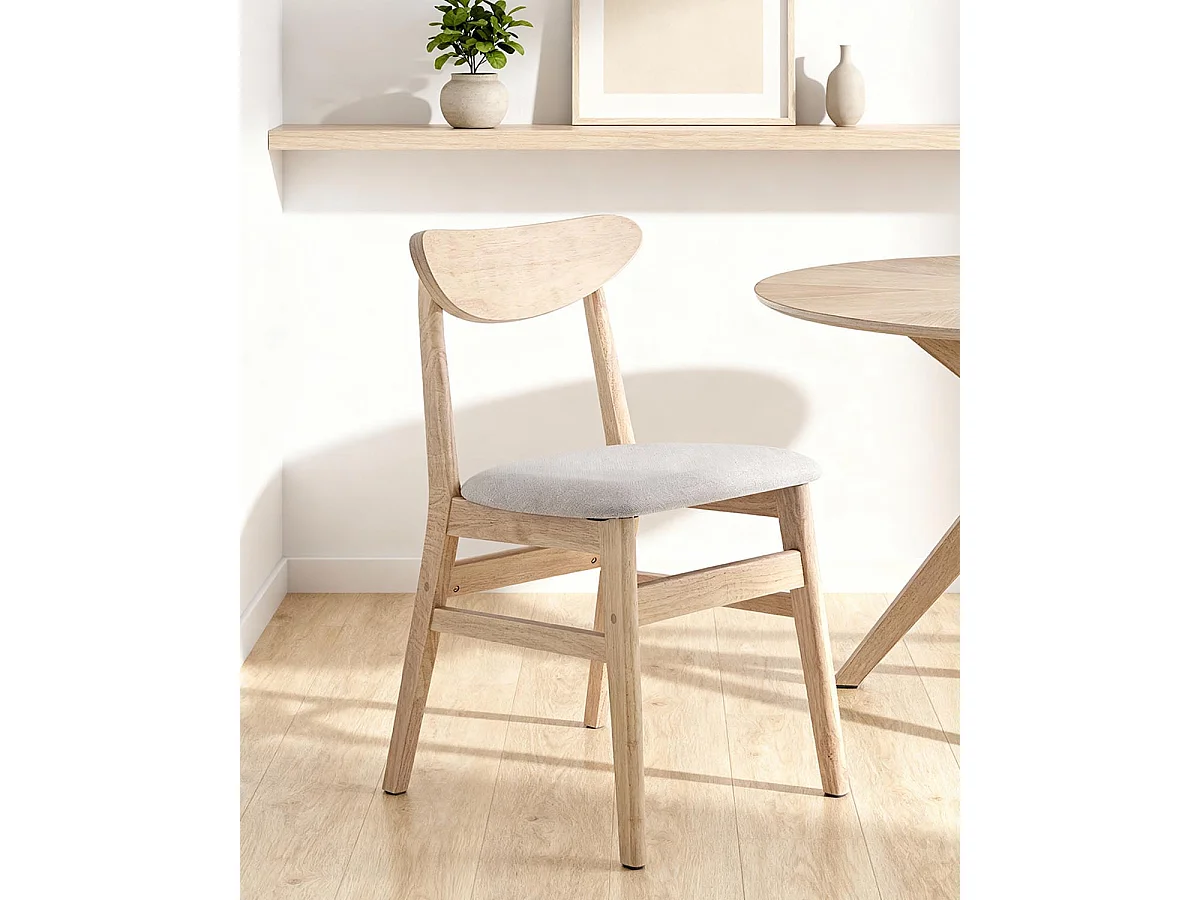 Set de 2 sillas de comedor en madera Tanya - Color Madera natural y gris - Homekit