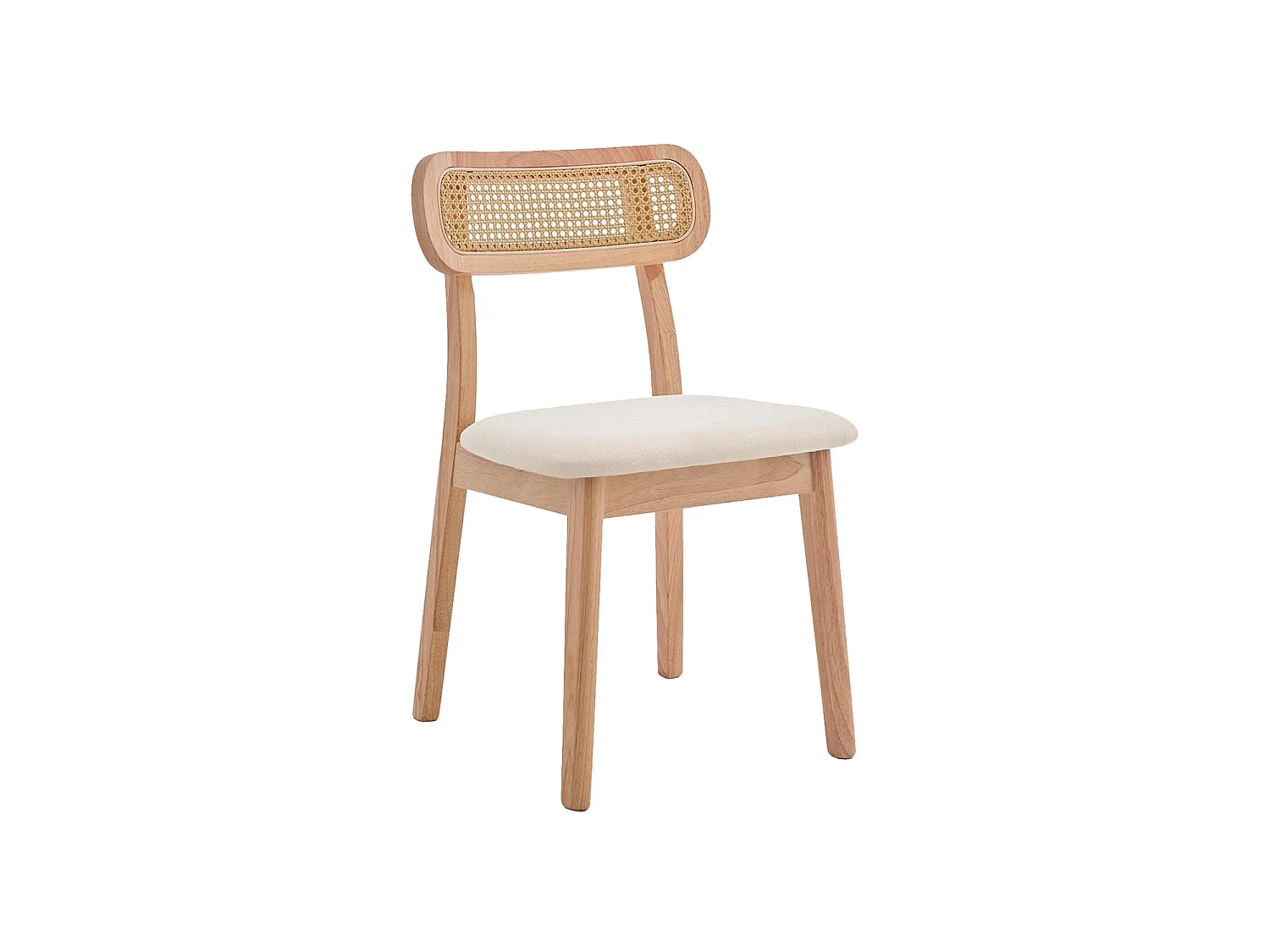 Set de 2 sillas de comedor en madera y ratán Olive - Color Madera natural y beige - Homekit