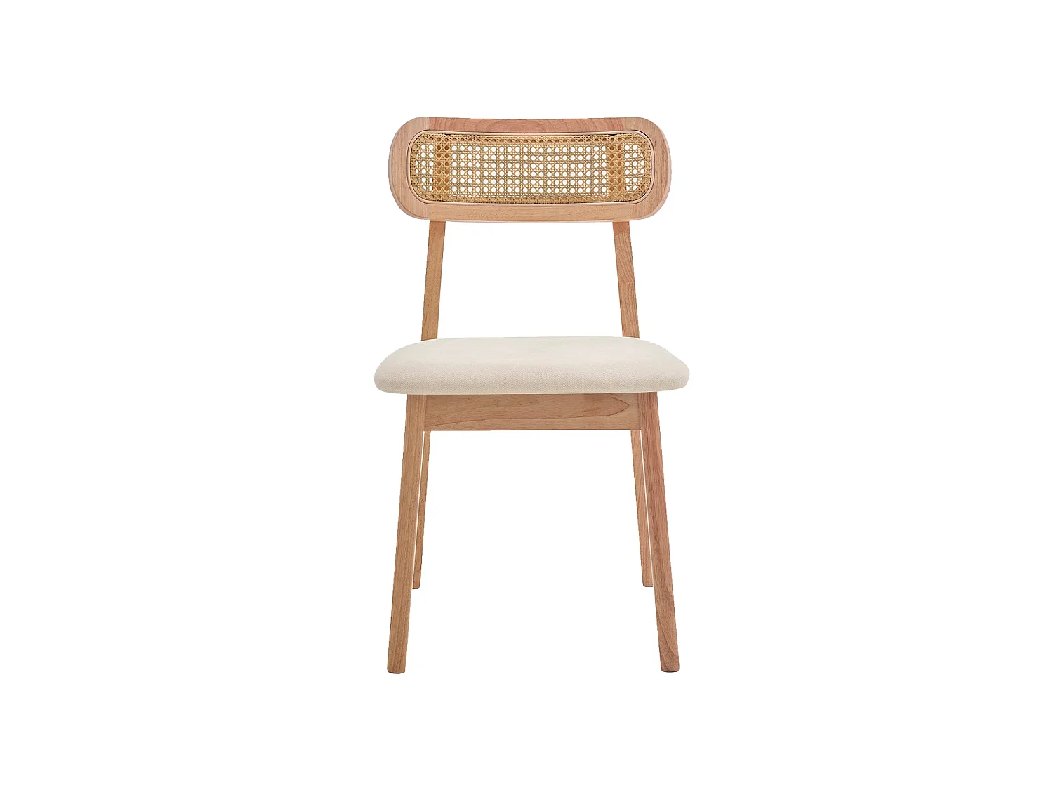 Set de 2 sillas de comedor en madera y ratán Olive - Color Madera natural y beige - Homekit
