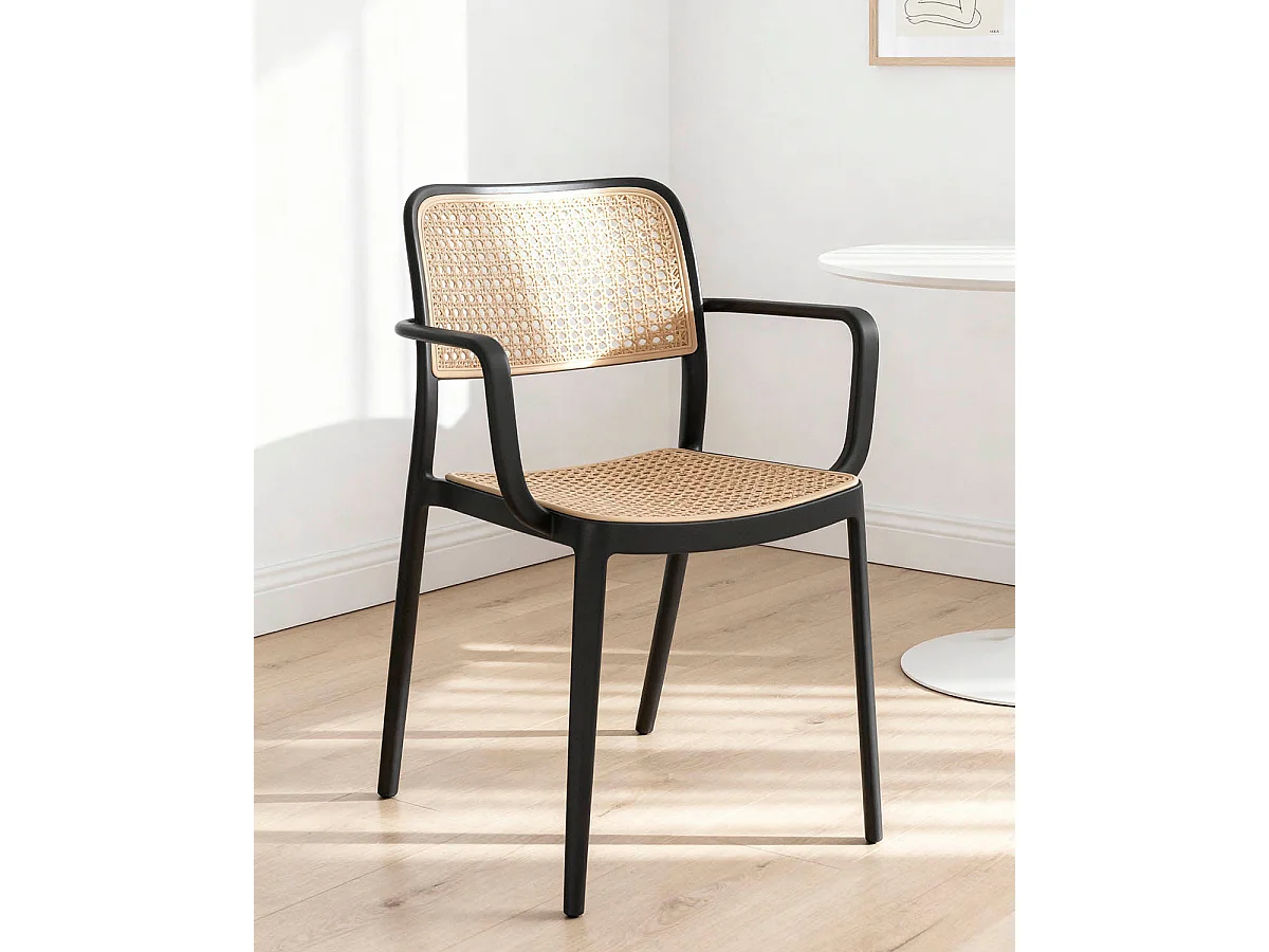Set de 4 sillas con reposabrazos tammy  negro para hogar moderno mueble de almacenaje  - Homekit
