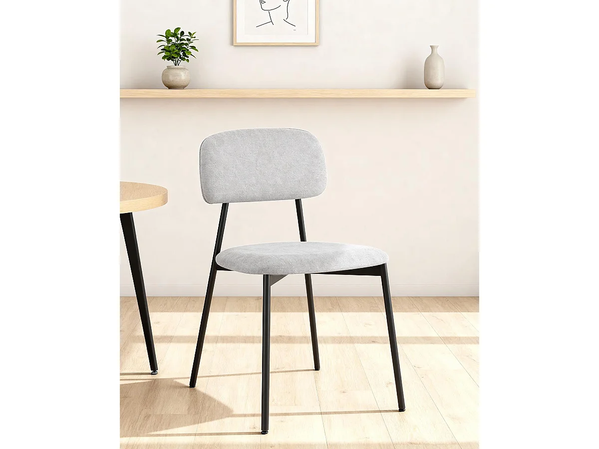 Set de 4 sillas de comedor tapizadas bonnie  gris para hogar moderno mueble de almacenaje  - Homekit