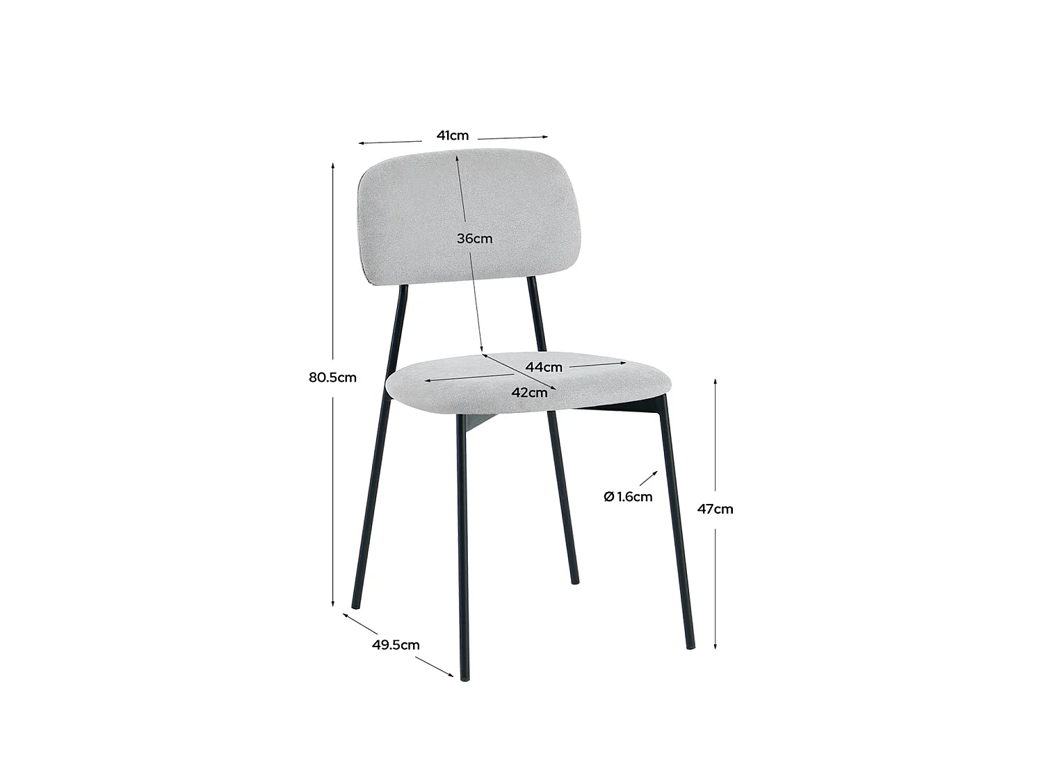 Set de 4 sillas de comedor tapizadas bonnie  gris para hogar moderno mueble de almacenaje  - Homekit