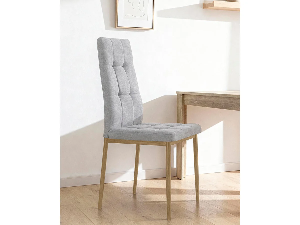 Set de 4 sillas de comedor tapizadas leonor claro  gris para hogar moderno mueble de almacenaje  - Homekit