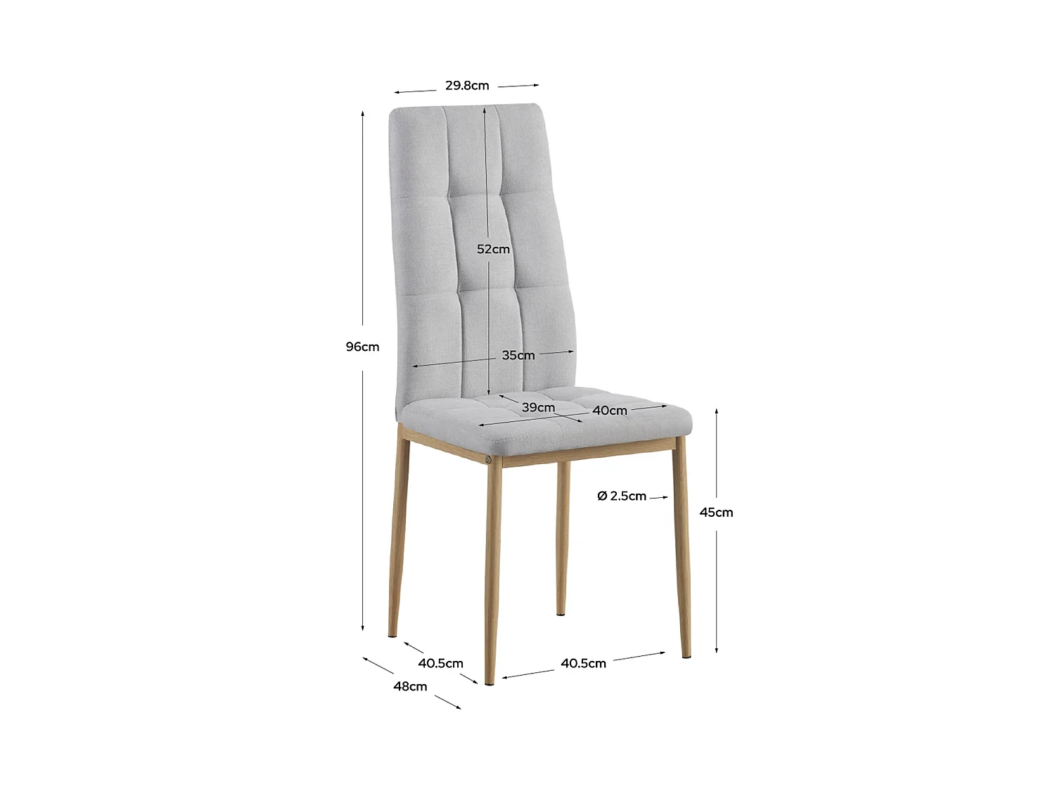 Set de 4 sillas de comedor tapizadas leonor claro  gris para hogar moderno mueble de almacenaje  - Homekit