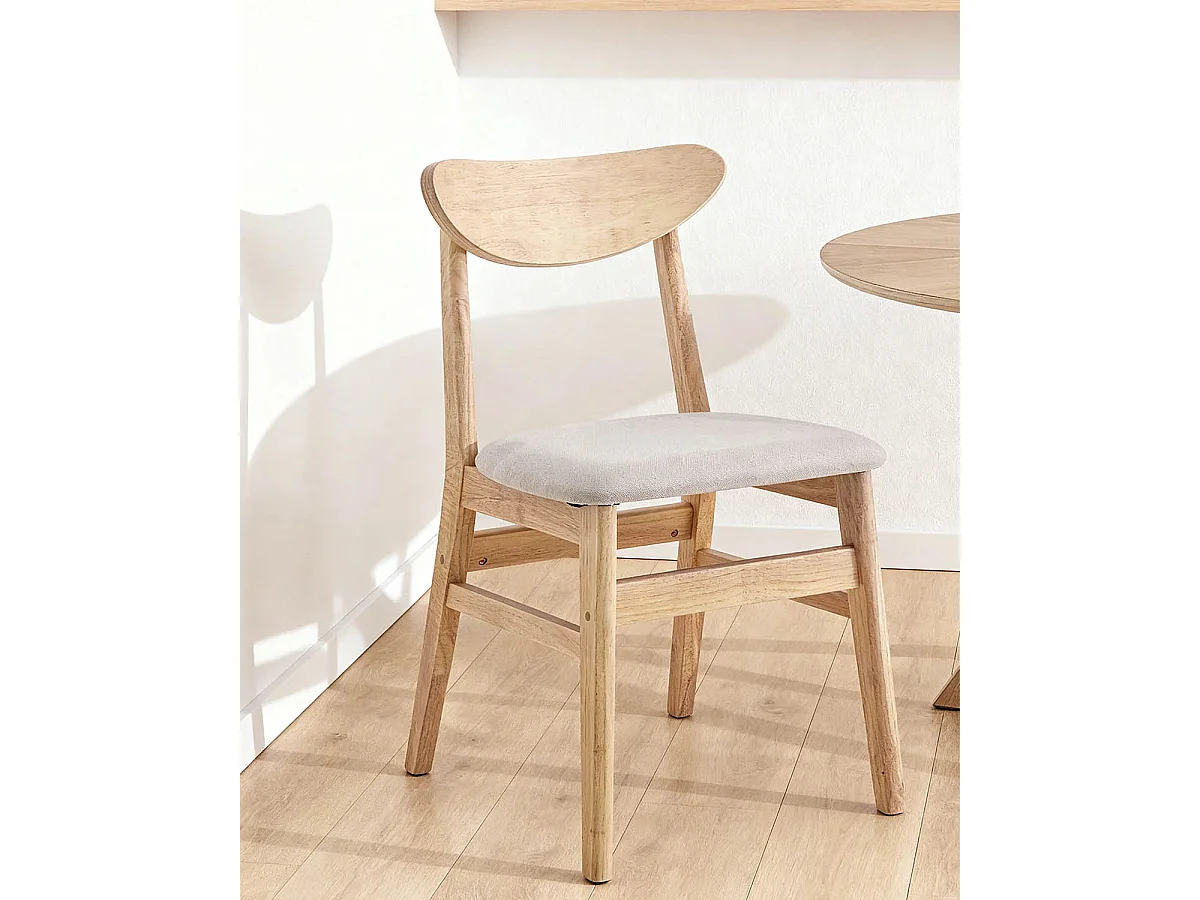 Set de 2 sillas de comedor en madera Tanya - Color Madera natural y beige - Homekit