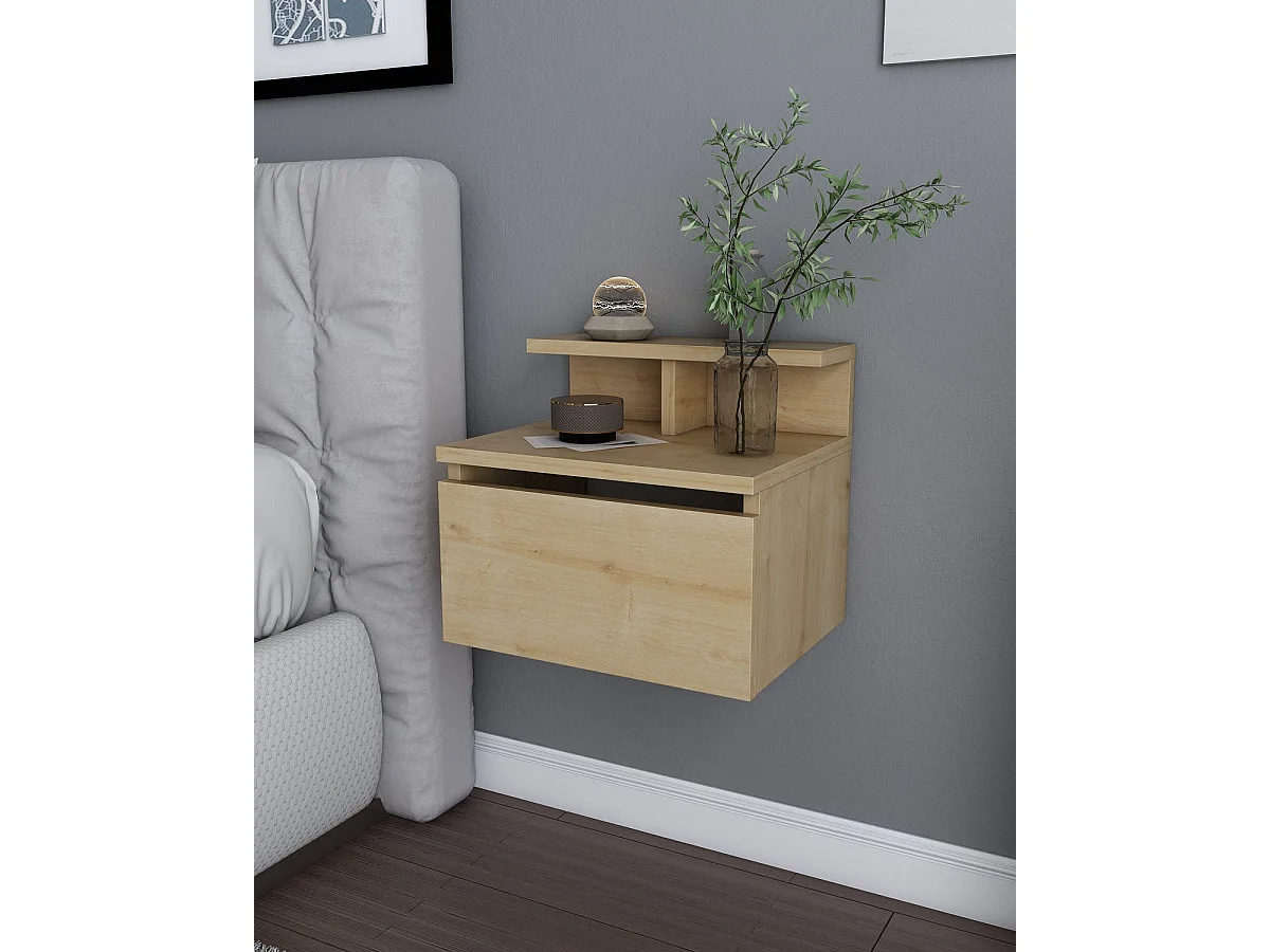 Mesita de noche colgante lourdes natural y madera para hogar moderno mueble de almacenaje  - Homekit