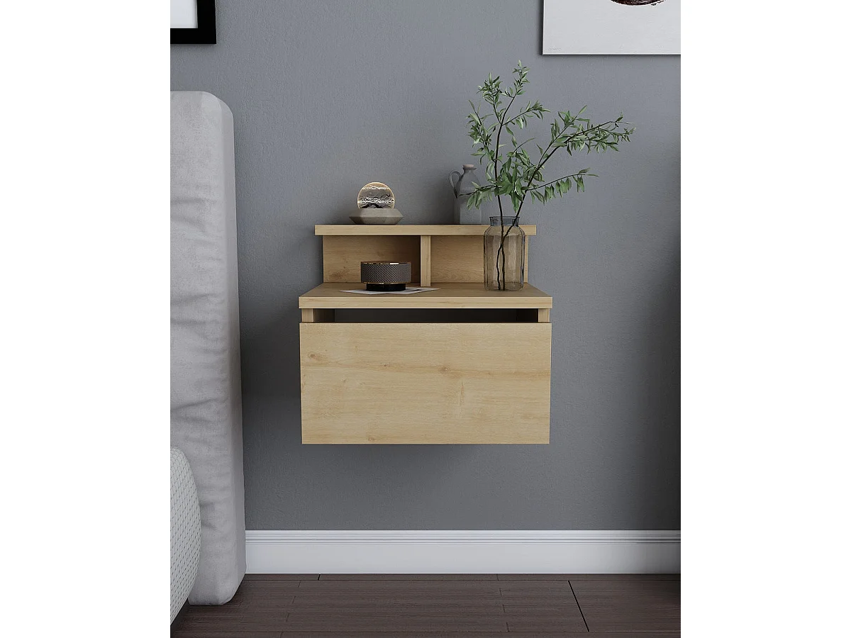 Mesita de noche colgante lourdes natural y madera para hogar moderno mueble de almacenaje  - Homekit