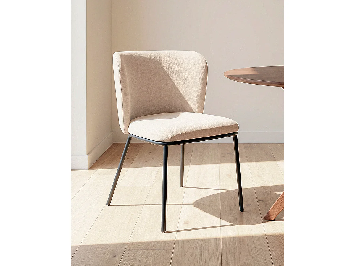 Set de 2 sillas de comedor tapizadas glenna  beige para hogar moderno mueble de almacenaje  - Homekit