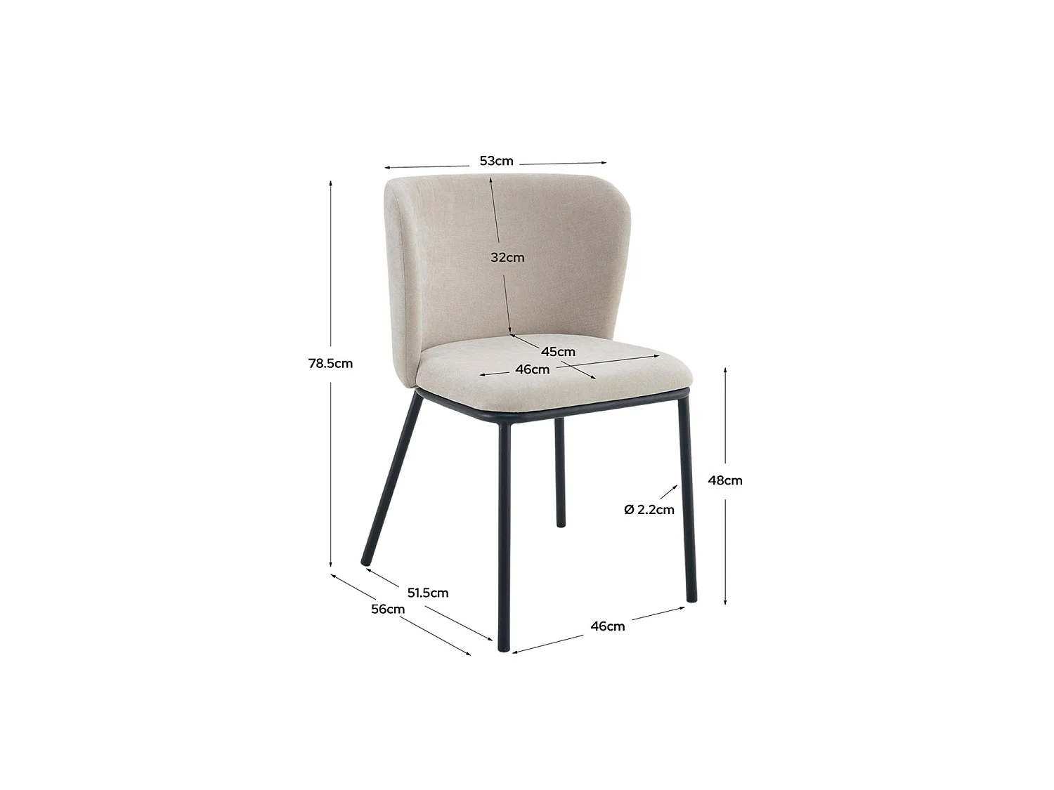 Set de 2 sillas de comedor tapizadas glenna  beige para hogar moderno mueble de almacenaje  - Homekit