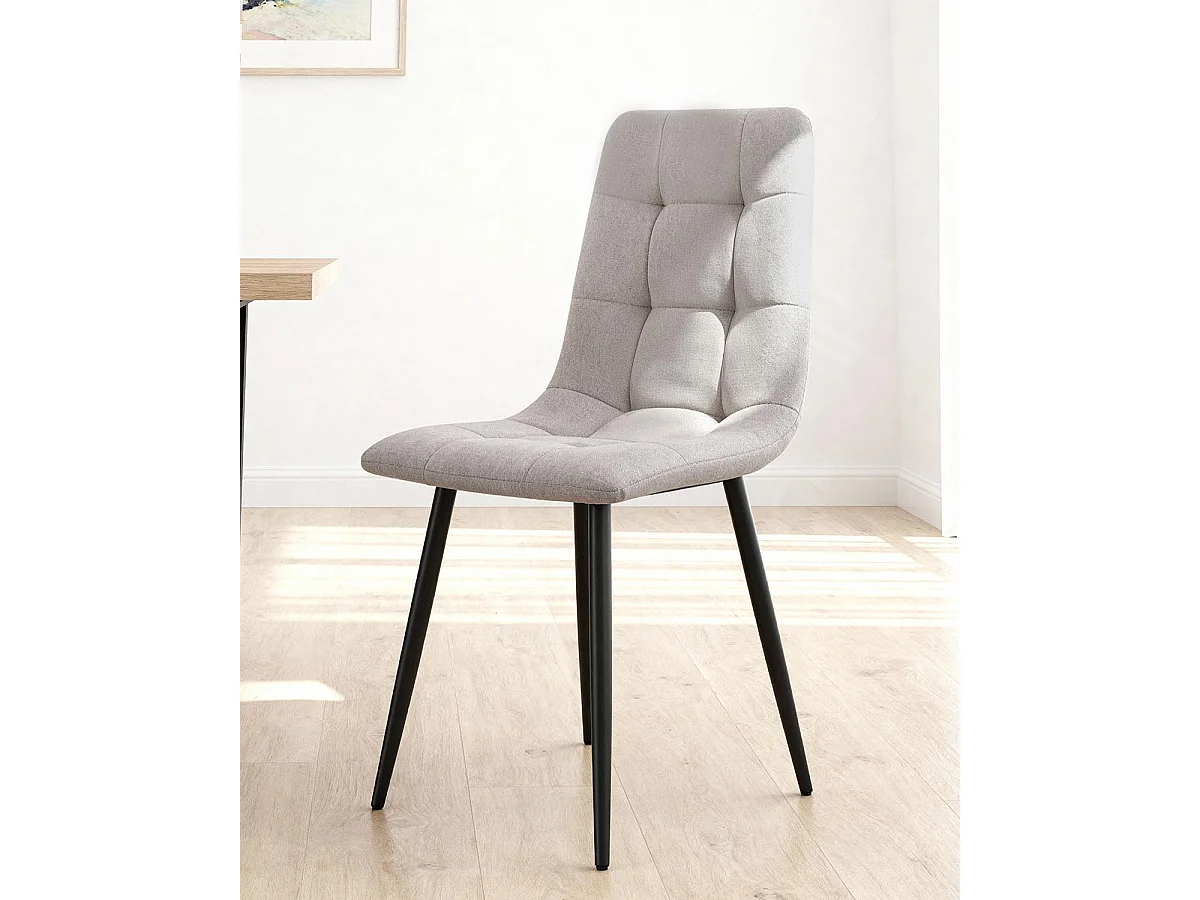 Set de 4 sillas de comedor tapizadas shanna claro  gris para hogar moderno mueble de almacenaje  - Homekit