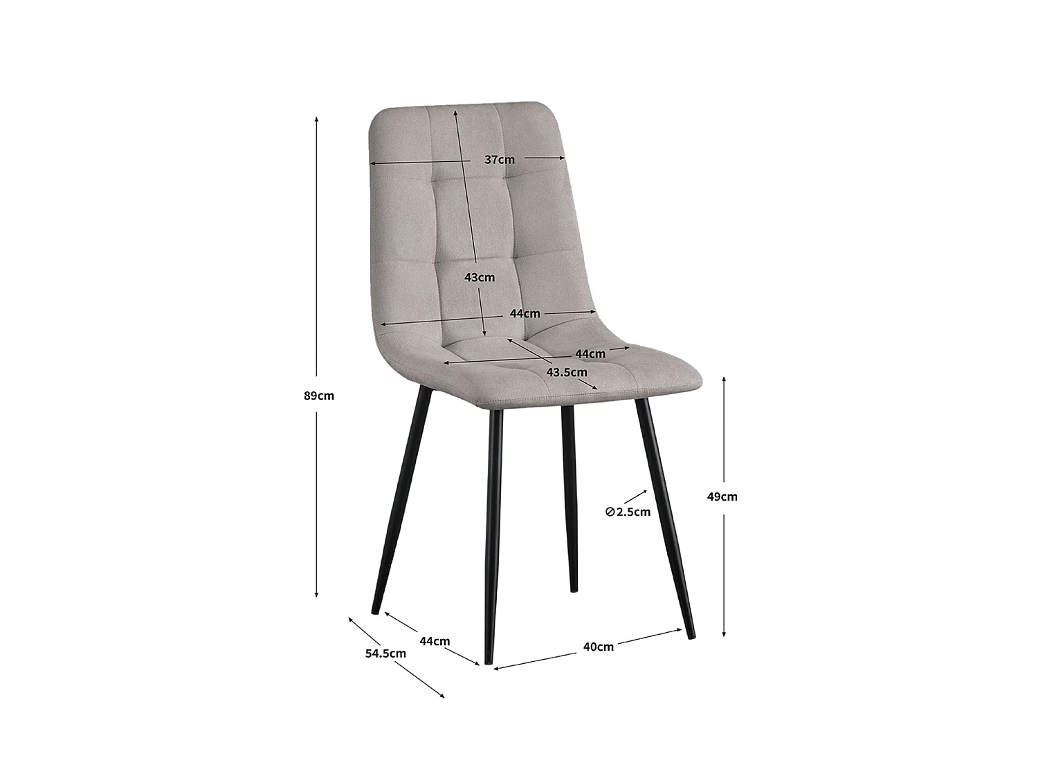 Set de 4 sillas de comedor tapizadas shanna claro  gris para hogar moderno mueble de almacenaje  - Homekit