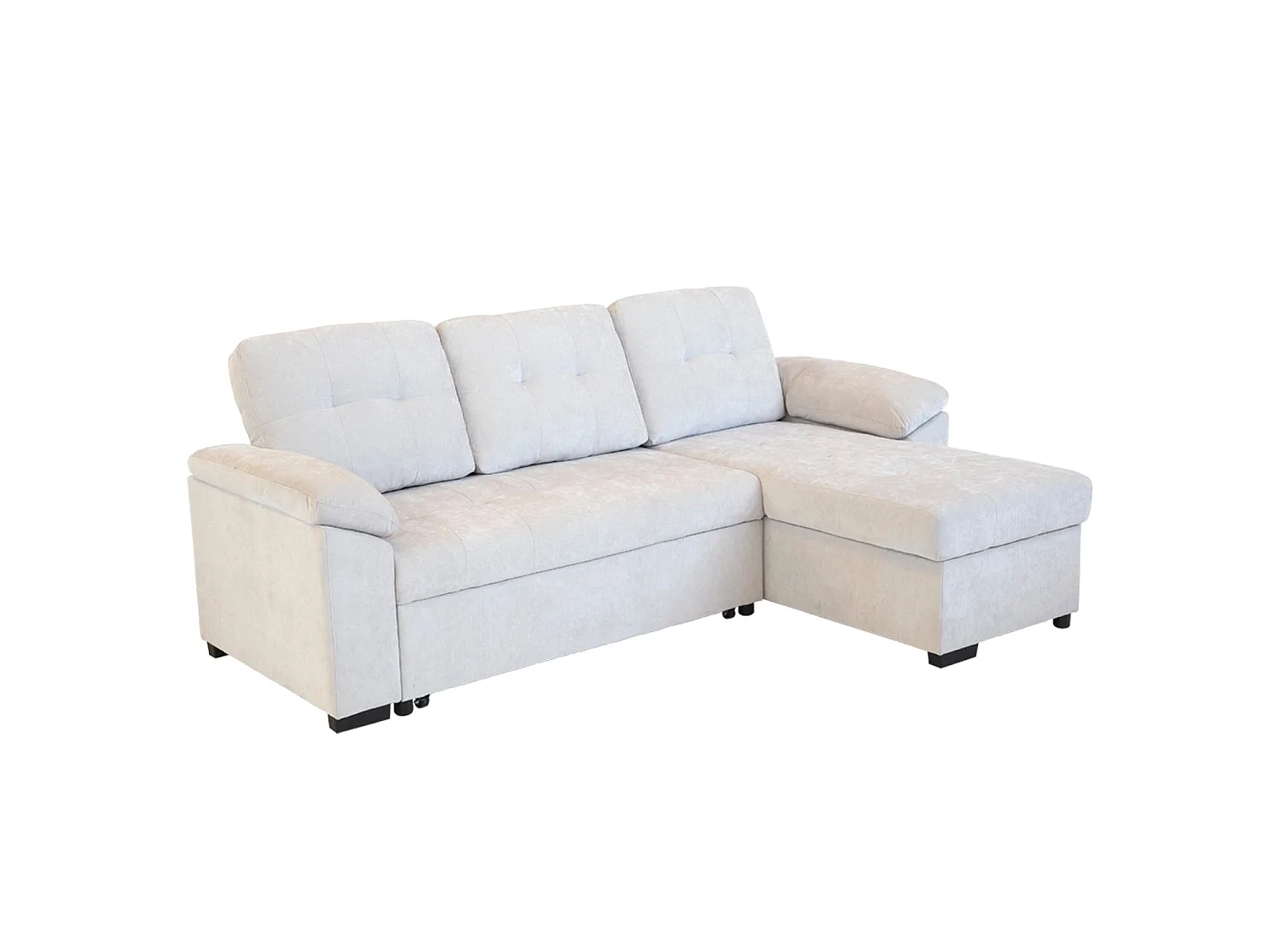 Sofá cama con chaise longue reversible y almacenaje Alexis - Color Beige - Homekit