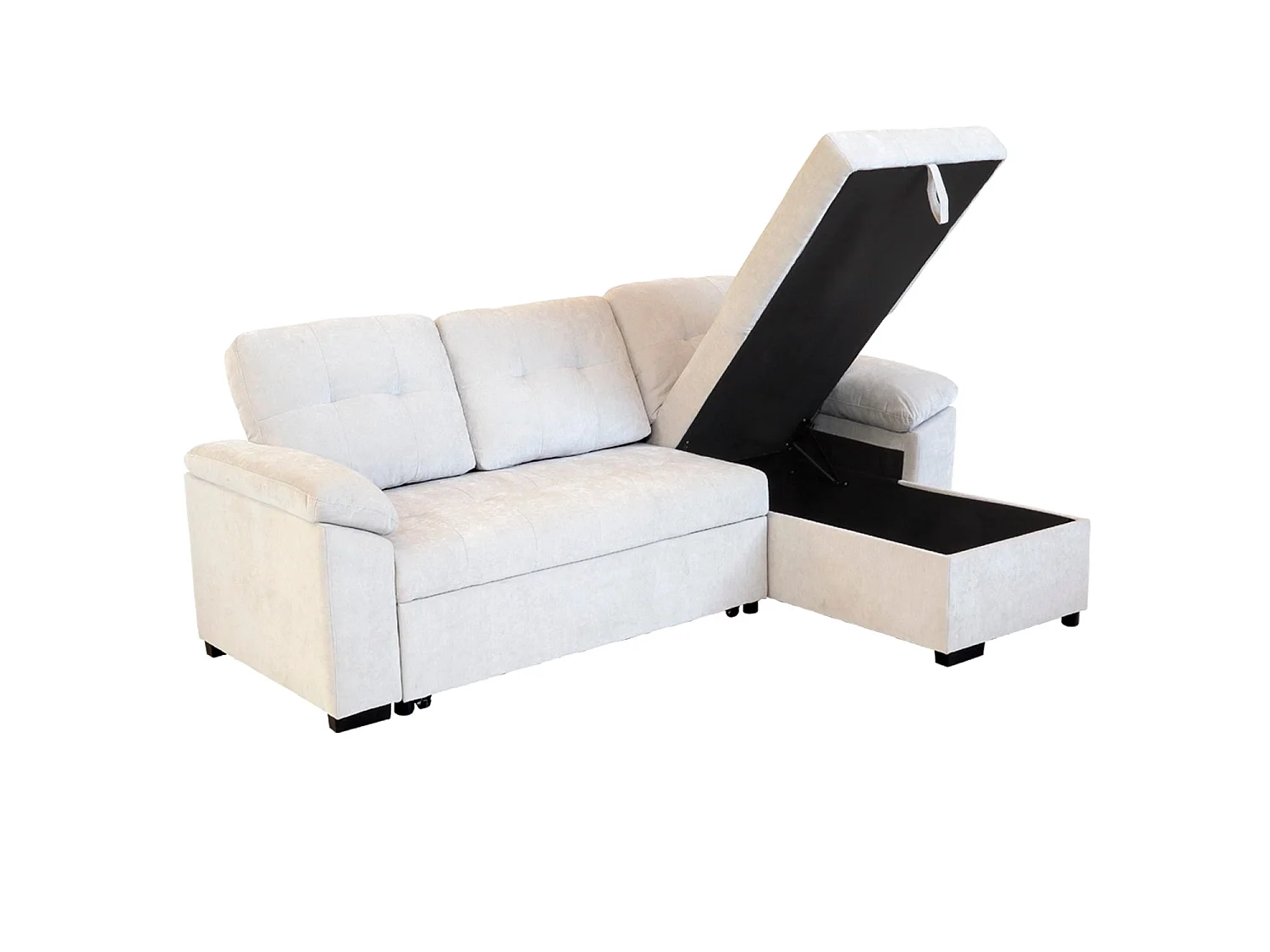 Sofá cama con chaise longue reversible y almacenaje Alexis - Color Beige - Homekit