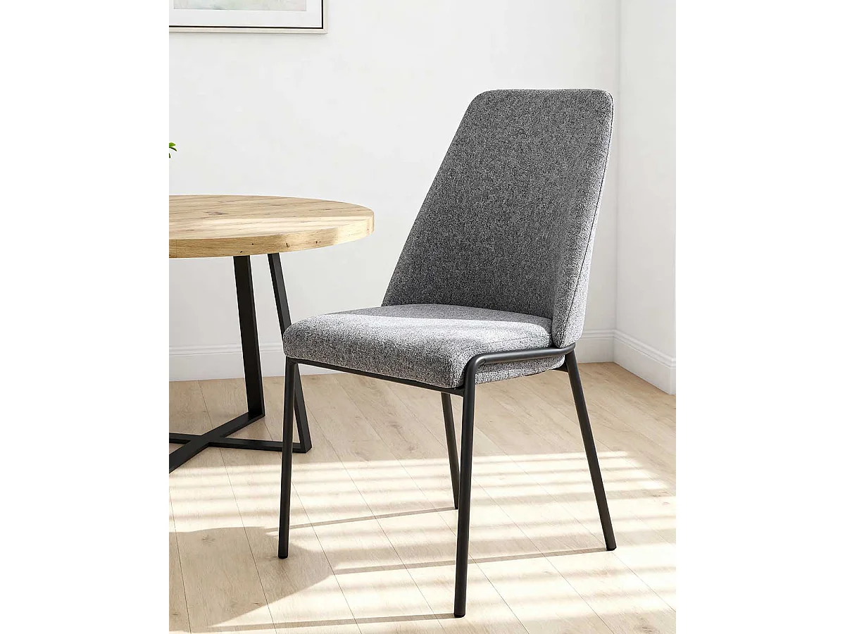 Set de 4 sillas de comedor tapizadas Leola - Color Gris - Homekit