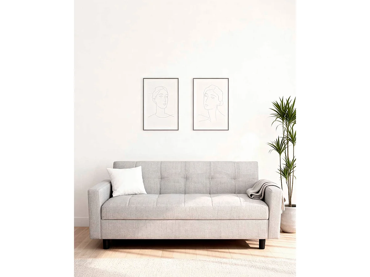 Sofá cama de 3 plazas con almacenaje kim gris para hogar moderno mueble de almacenaje  - Homekit