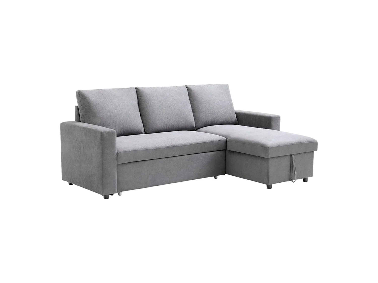 Sofá cama con chaise longue y almacenaje ivy  gris para hogar moderno mueble de almacenaje  - Homekit