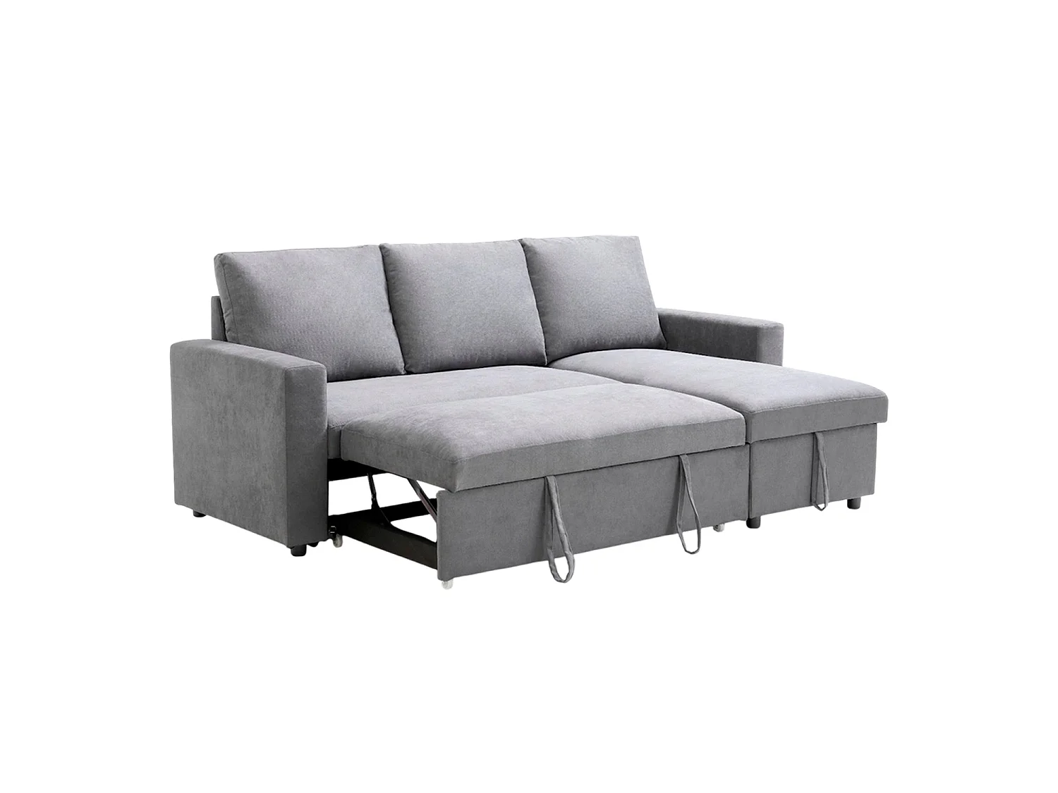 Sofá cama con chaise longue y almacenaje ivy  gris para hogar moderno mueble de almacenaje  - Homekit
