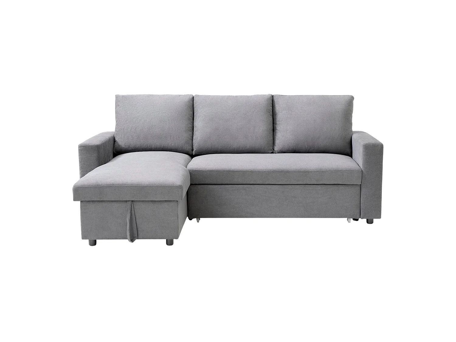Sofá cama con chaise longue y almacenaje ivy  gris para hogar moderno mueble de almacenaje  - Homekit